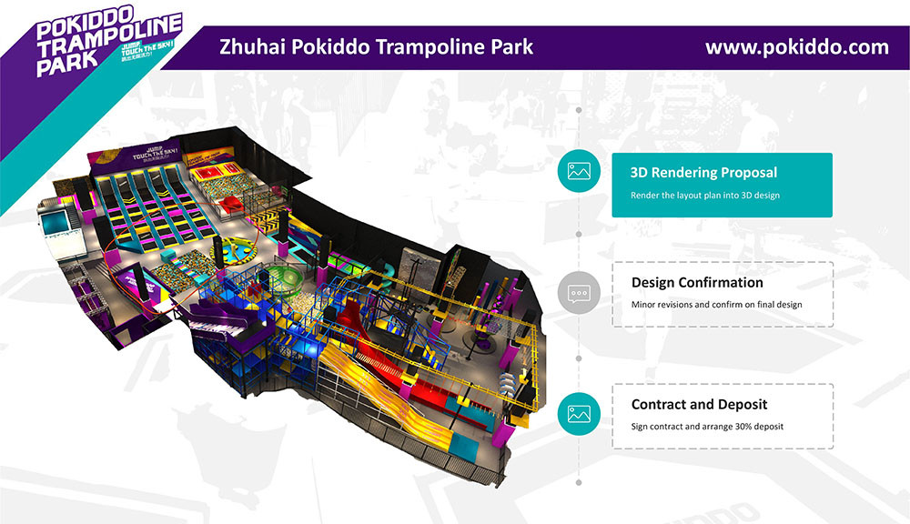 Indoor Trampoline Park 3D design