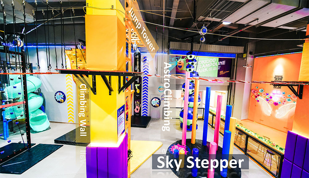 Indoor Trampoline Park with climbing walls