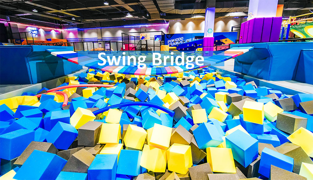 Indoor Trampoline Park swing bridge