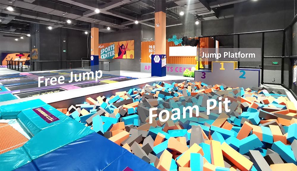 Family entertainment center trampoline park