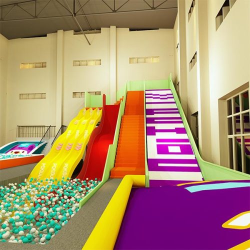 Indoor Playground Large Wave Slide/3-lane Fiberglass Slide