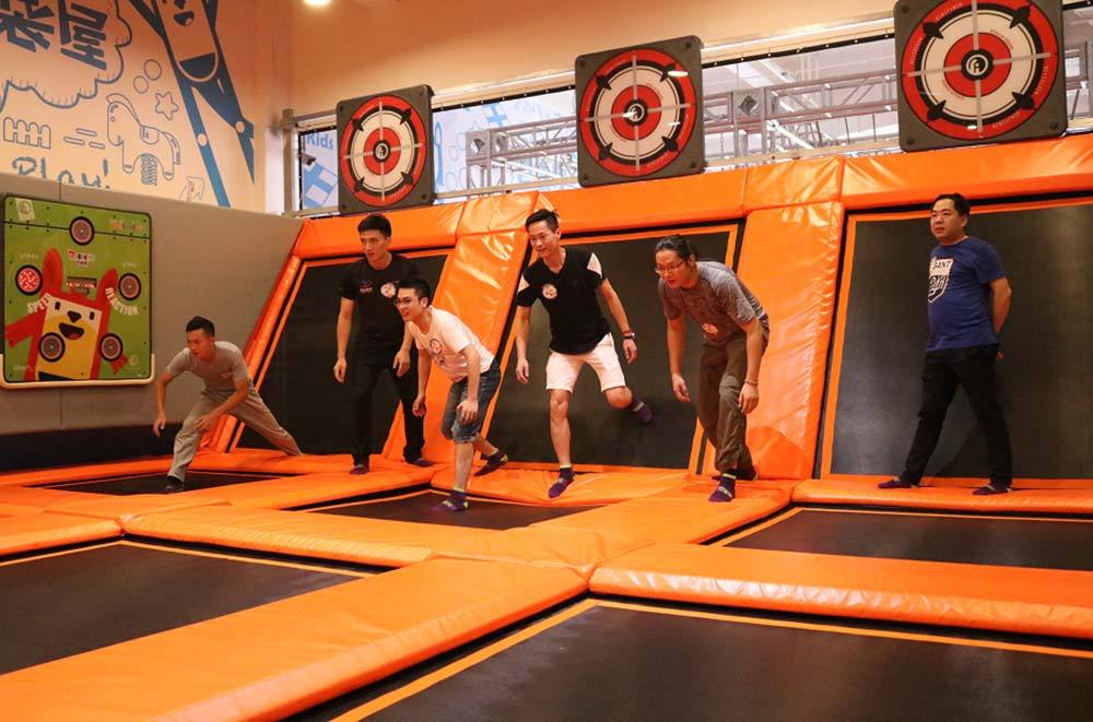 Dodgeball Game on Trampoline Park