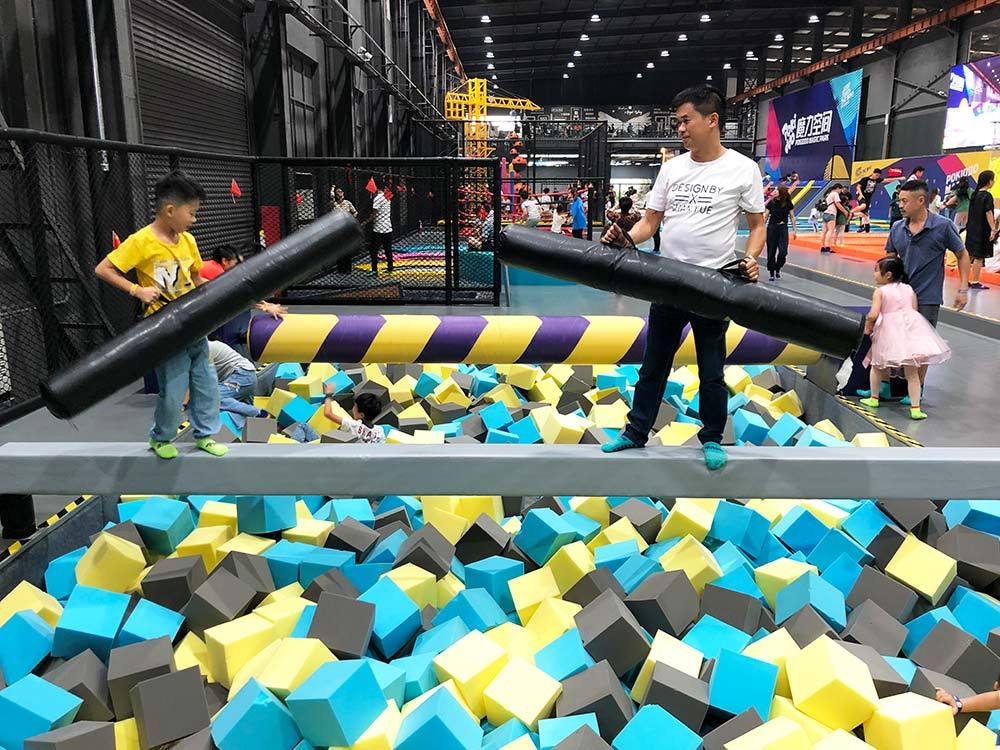 Battle Beam and Roll Beam above Foam Pit Zone