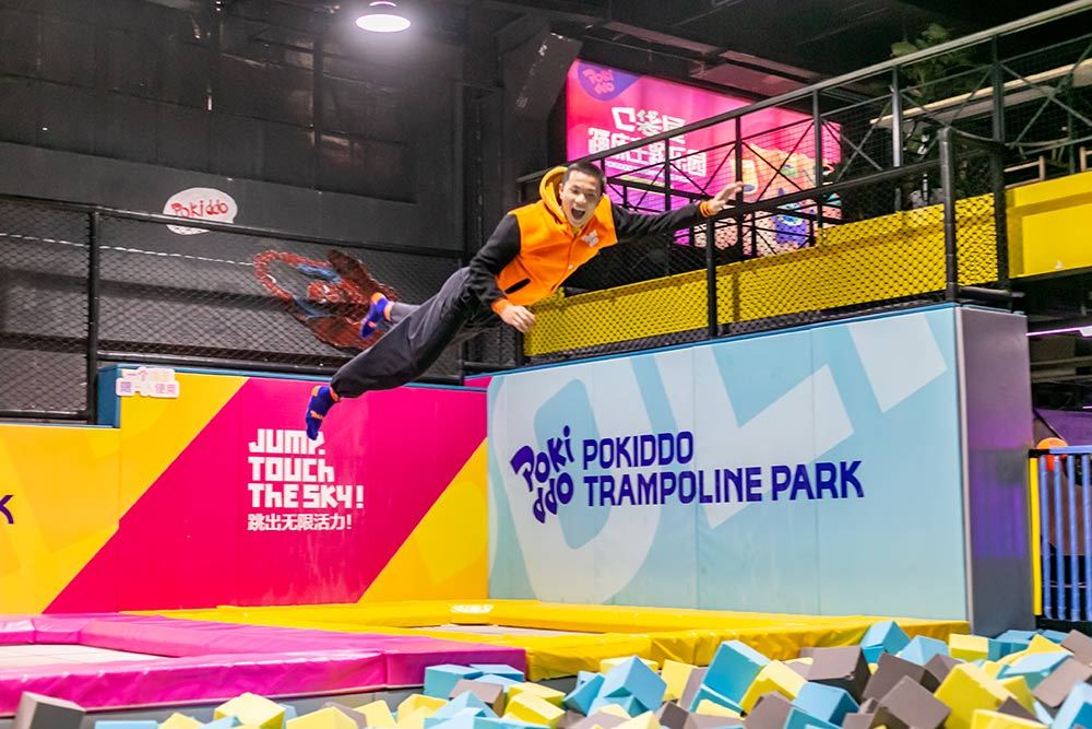 Brand Logo on Trampoline Park Wall Pads