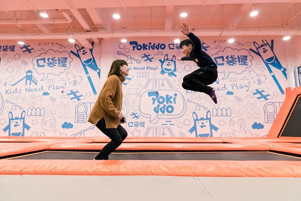 Jumping in Trampoline Park