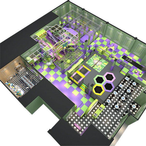 مجمع ألعاب مغطى بمساحة 750 متر مربع يضم ترامبولين وقلعة مشاغبة للأطفال في مشروع عربي