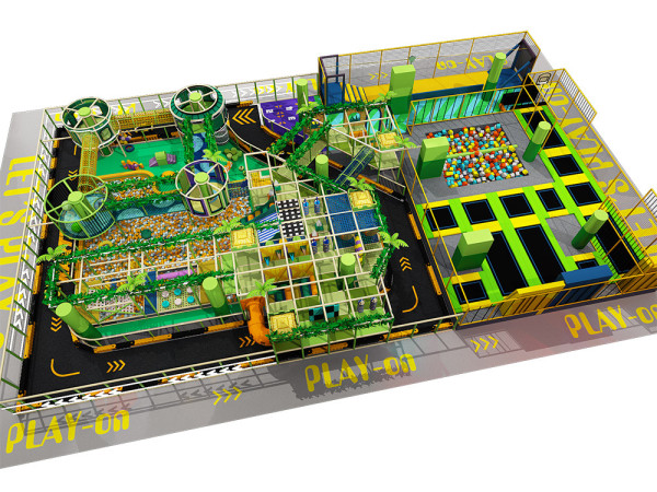 Pokiddo Stylish 500sqm Indoor Playground Trampoline Park Custom Unique Design