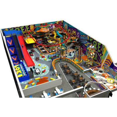 Pokiddo Graffiti Style Indoor Playground Complex Trampoline Park PVC Material Family Entertainment for Kids and Adults