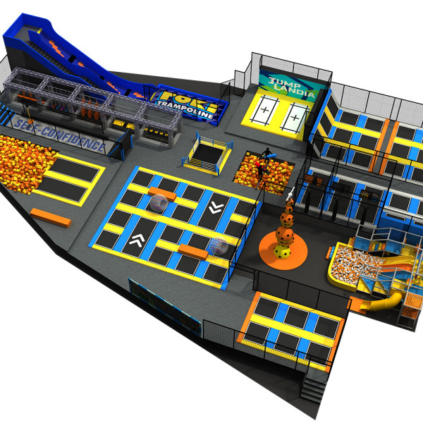 pokiddo 1000sqm exciting and cool color trampoline park design project in Senegal