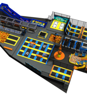 pokiddo 1000sqm exciting and cool color trampoline park design project in Senegal