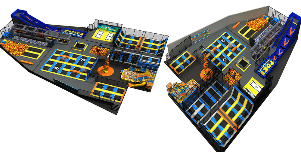 pokiddo 1000sqm exciting and cool color trampoline park design project in Senegal