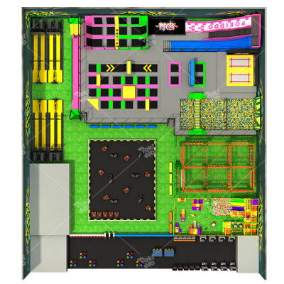 Pokiddo Large Indoor Commercial Playground 2300 sqm Trampoline Park with Kids Slides
