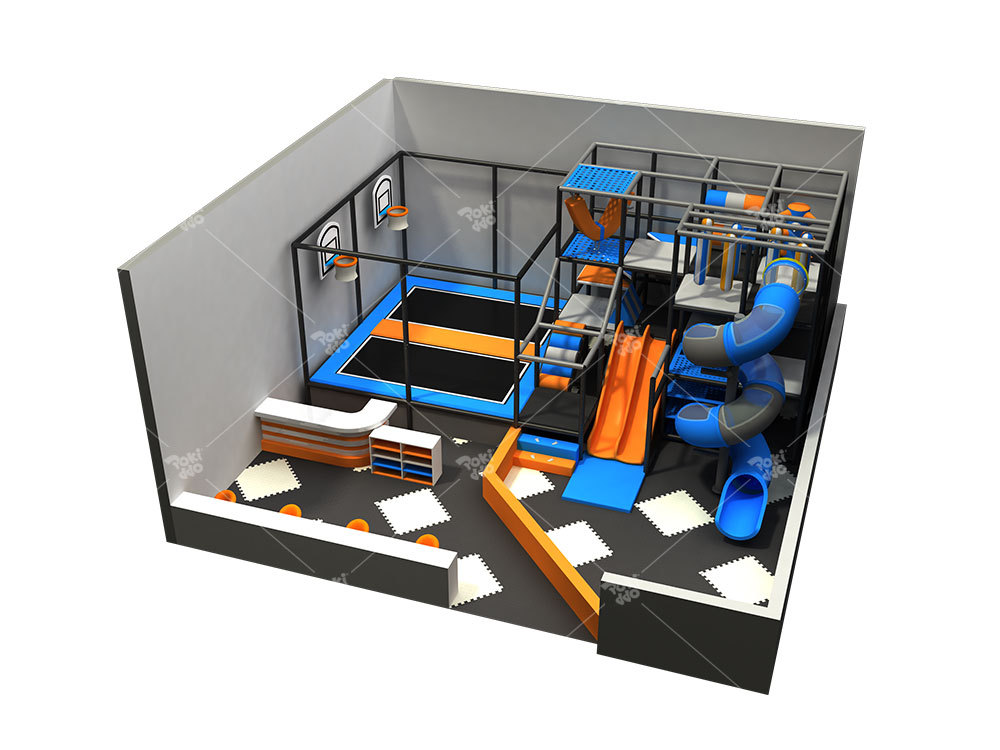 Pokiddo 80 sqm Small Indoor Kids Commercial Playground with Kids Slides