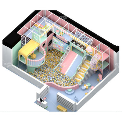 Pokiddo 76 sqm Small Indoor Kids Commercial Playground with Kids Slides