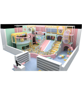 Pokiddo 76 sqm Small Indoor Kids Commercial Playground with Kids Slides