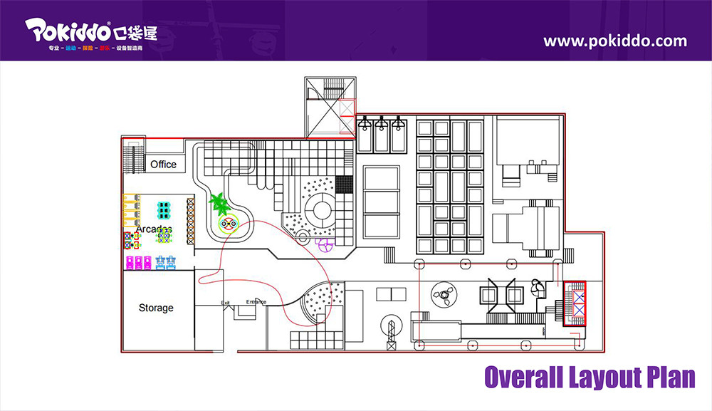 Pokiddo Large Indoor Adventure Trampoline Park-layout plan