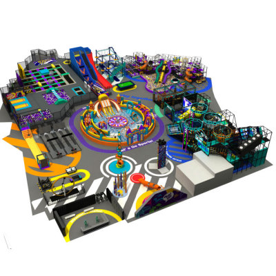 Pokiddo 3000 sqm Custom Indoor Playground Complex Family Sports Center Slam Dunk Tag Rope Course Trampolines Parks