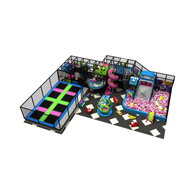 Pokiddo 230 sqm Custom Indoor Playground with Free Trampoline Slam Dunk Slides Ball Pit Fun for Kids