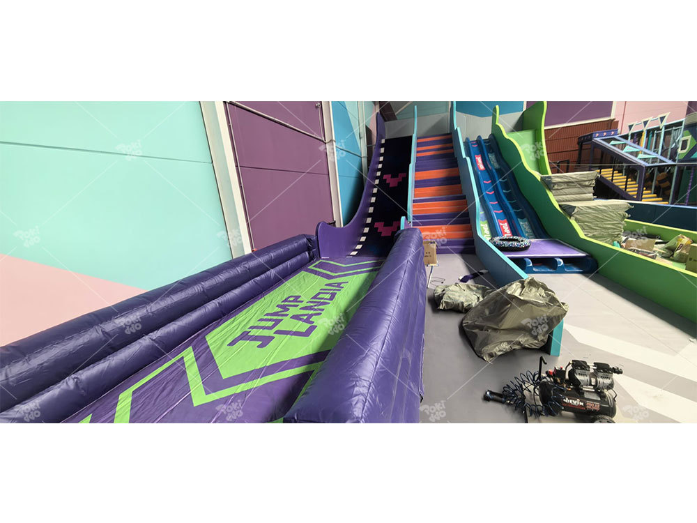 Trampoline park with slide