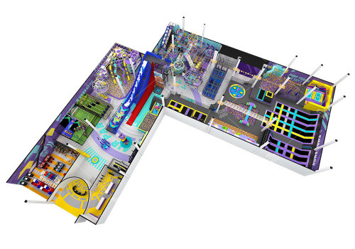 Innovative Indoor Trampoline Park  and Indoor Playground Pokiddo Design: A Colorful 3300sqm Playground for All Ages