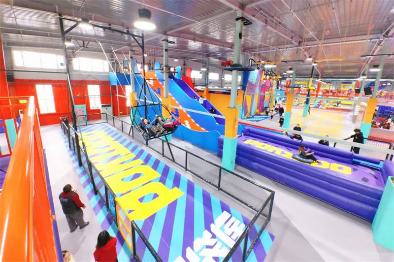 indoor ninja park slides trampoline
