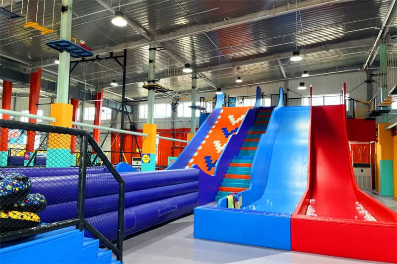 plastic slide trampoline park
