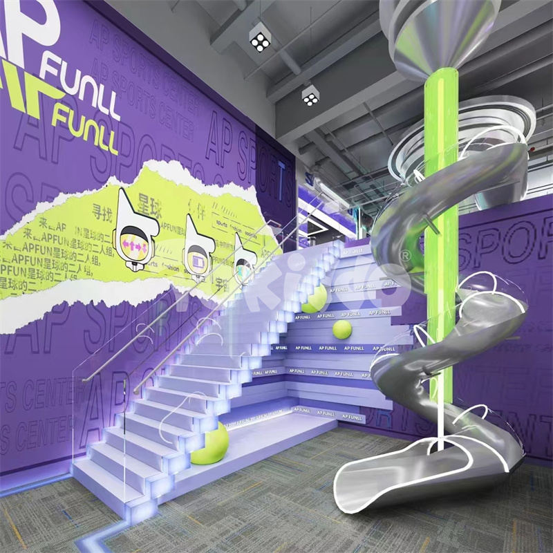 indoor playground spiral slides