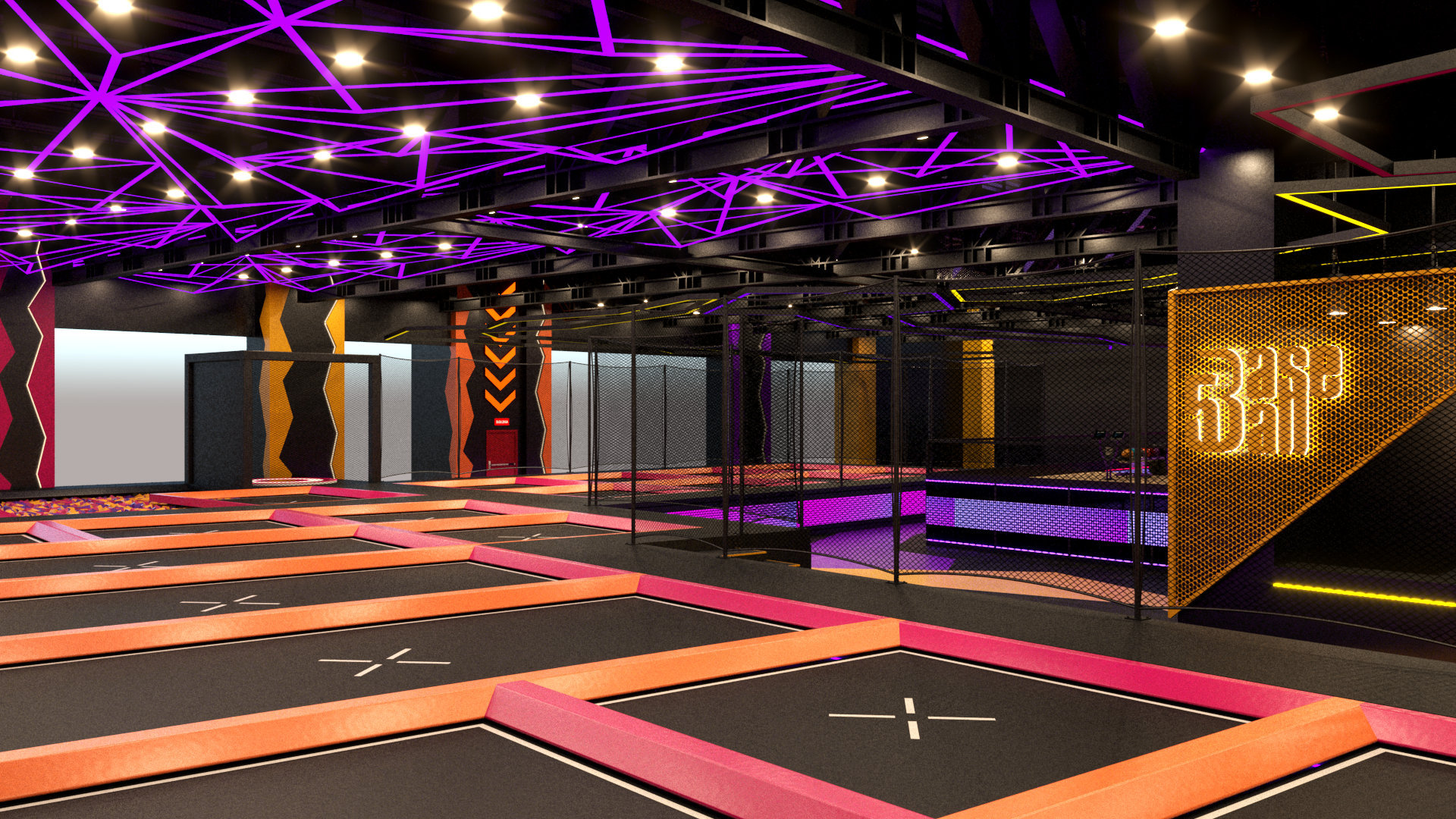 Pokiddo Creates a 450㎡ Trampoline Park in Venezuela: Neon Lights and Colorful Trampolines Ignite Parent-Child Joy