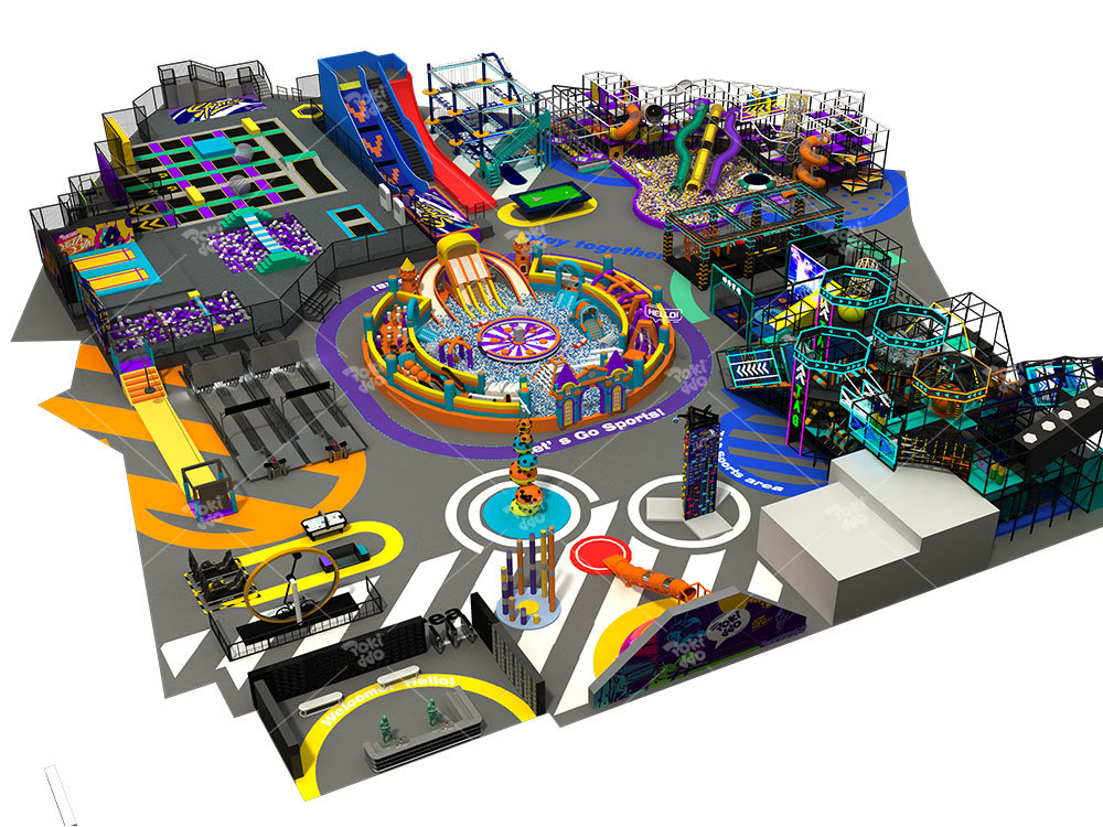 Pokiddo UAE Indoor Trampoline Park - 3000㎡ Comprehensive Indoor Park Design Plan
