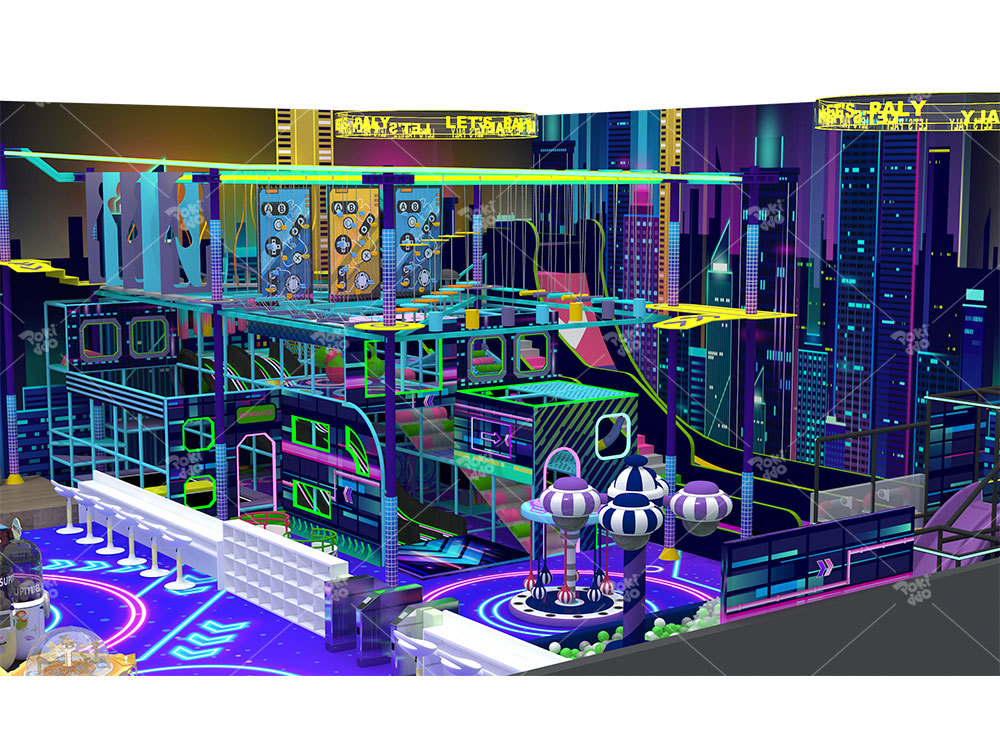 Neon Cyberpunk Indoor Playground Equipment Adventure Park for Commercial Venues