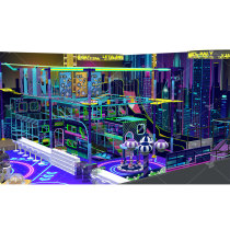 Neon Cyberpunk Indoor Playground Equipment | 300+ Sqm Large - Scale Kids Adventure Park for Commercial Venues