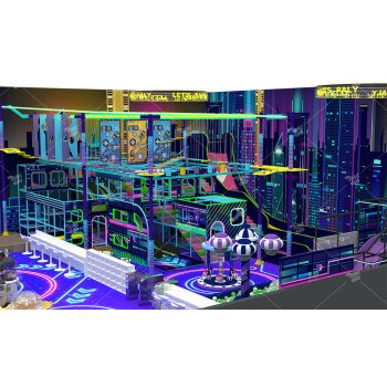 Neon Cyberpunk Indoor Playground Equipment | 300+ Sqm Large - Scale Kids Adventure Park for Commercial Venues