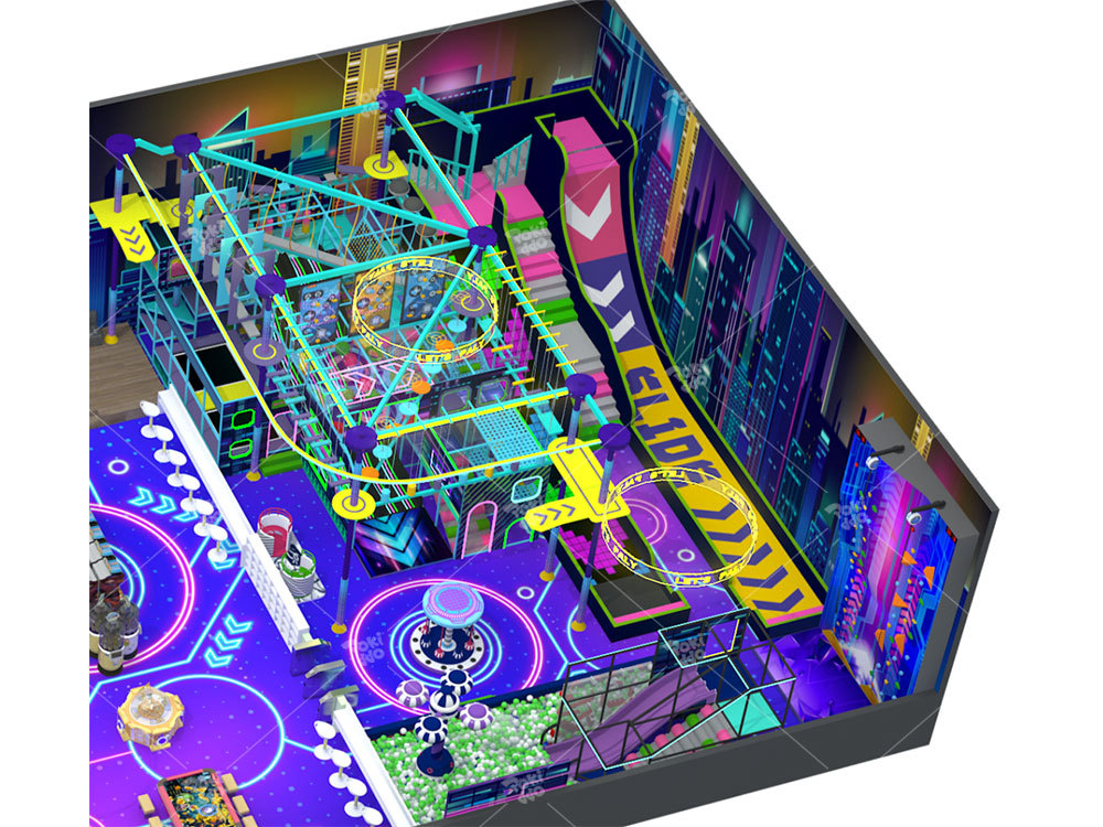 Neon Cyberpunk Indoor Playground Equipment Adventure Park for Commercial Venues
