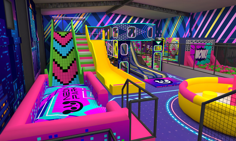 1100sqm NEON TRAMPOLINE PARK in Panama - Pokiddo Design and Construction Case