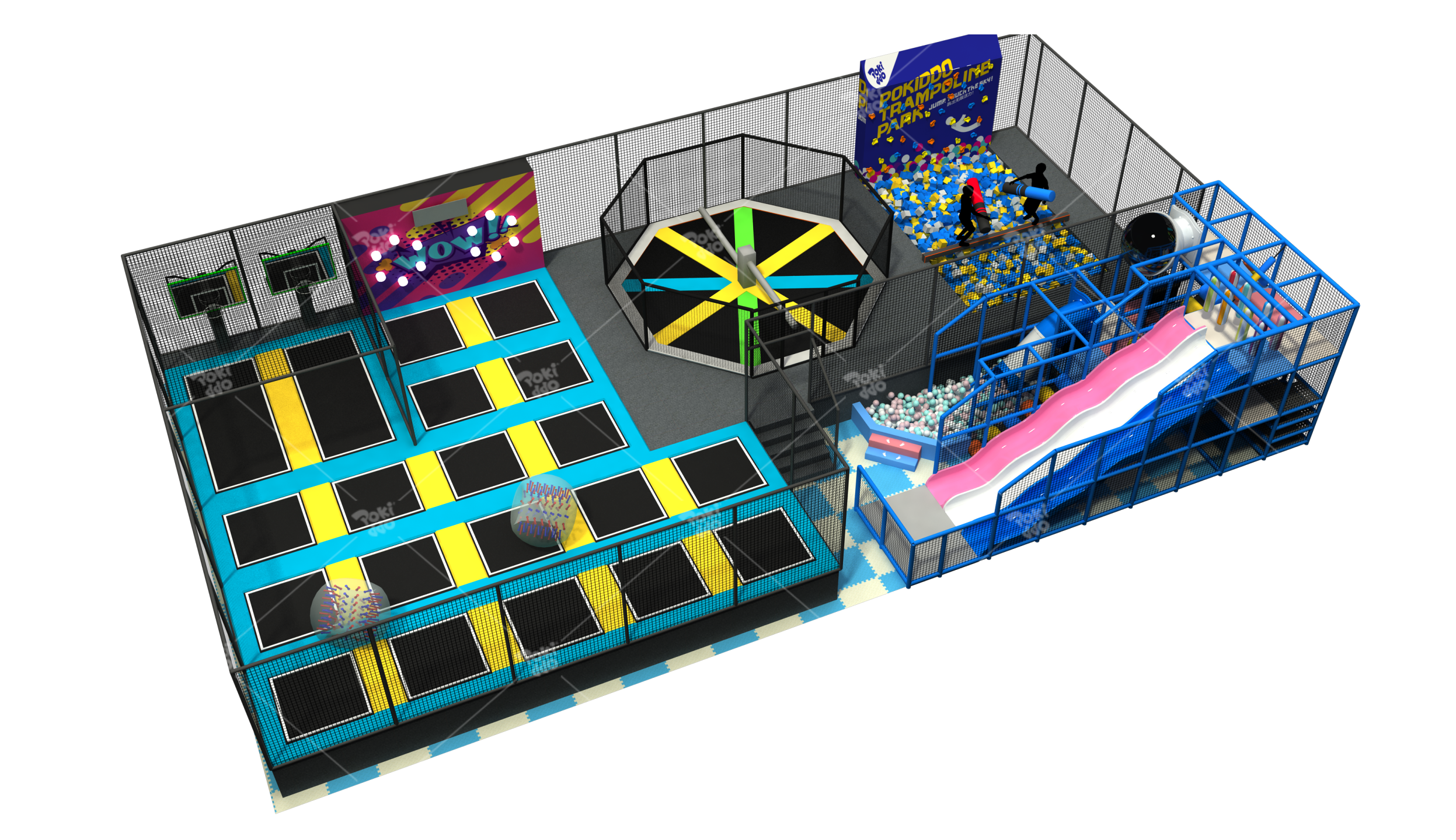 Pokiddo Design Case- 310 sqm Indoor  Playground Trampoline Park