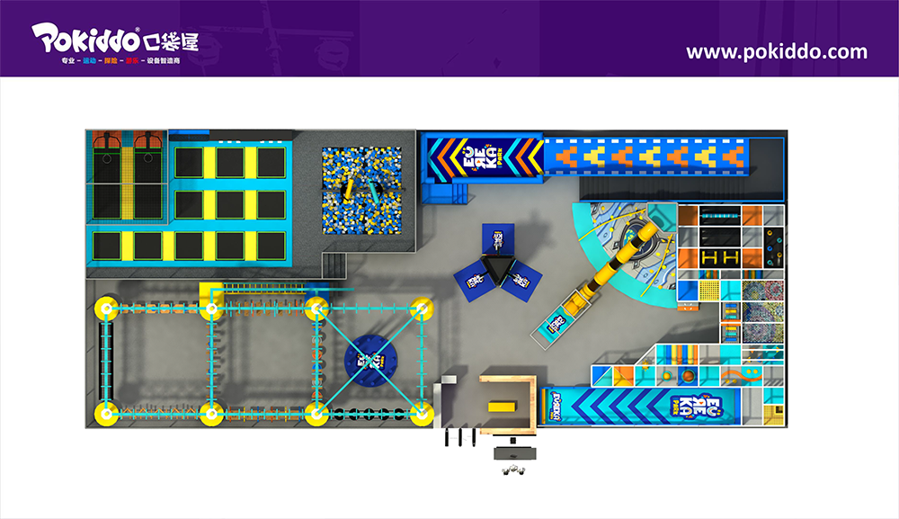 Pokiddo Peru Indoor Trampoline Park Design top view
