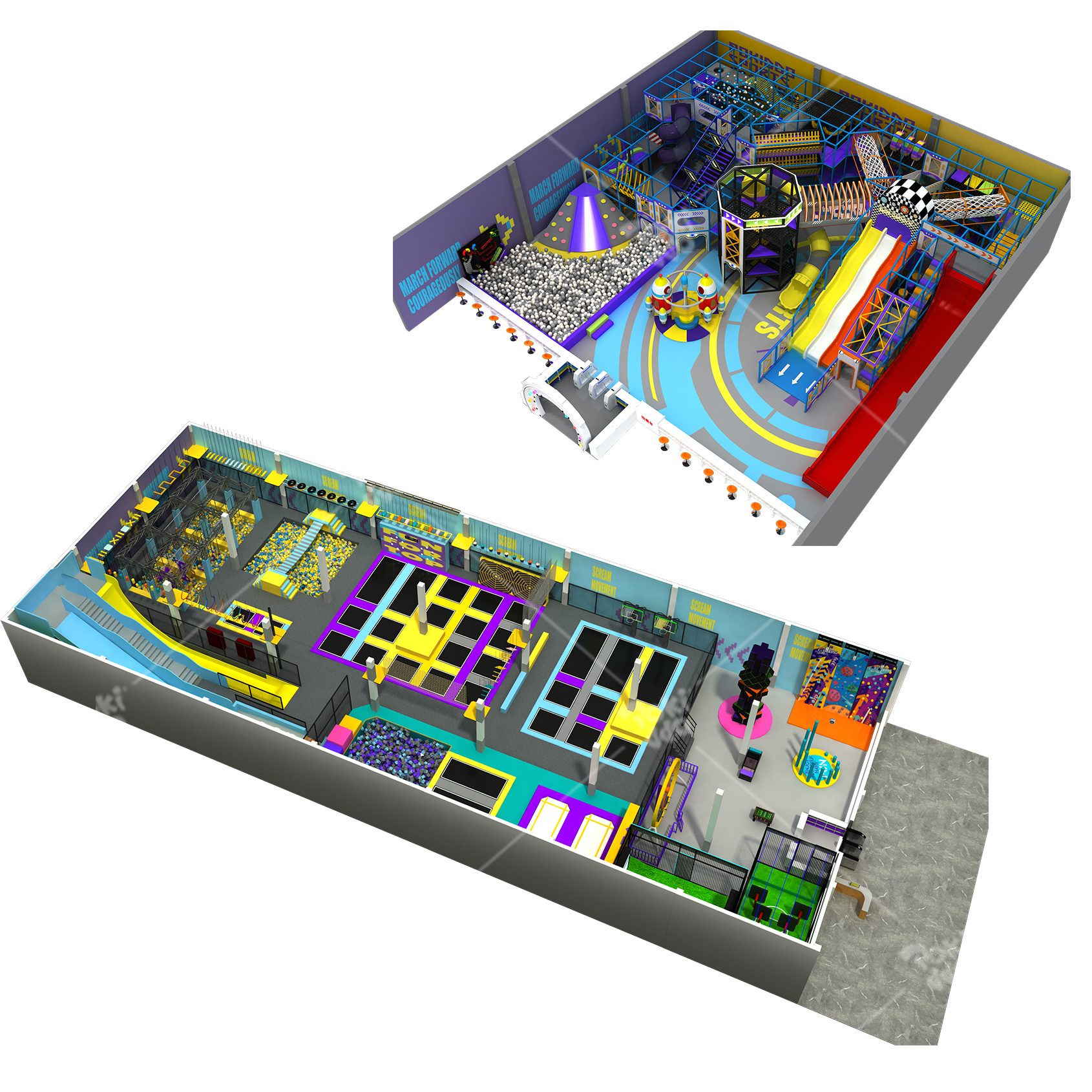 Pokiddo Design Case: 1720sqm India Trampoline Park: 2 - Floor Madness for Families, Kids & Schools