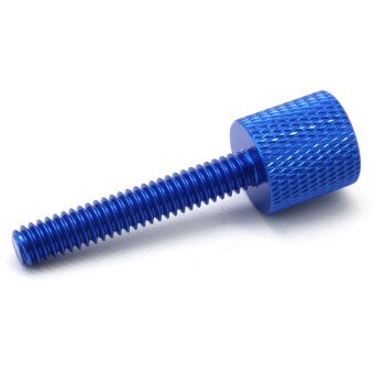 Custom-made Blue Anodized Precision Stainless Steel Knurled Head Thumb Screws