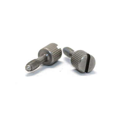 Custom Carbon Steel Slotted Knurled Head Captive  Thumb Screws