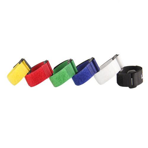 Custom Nylon Adjustable Plastic Colored Hook and Loop Cable Ties with Buckle