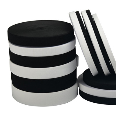 Factory Home Textile Reusable Black White Nylon Elastic Knit Webbing Fastener Tape