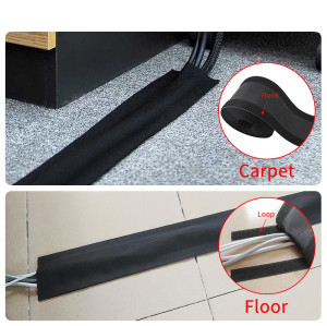 Reusable Adjustable Soft carpet wrap Hook and Loop Cable Cover Management Sleeve