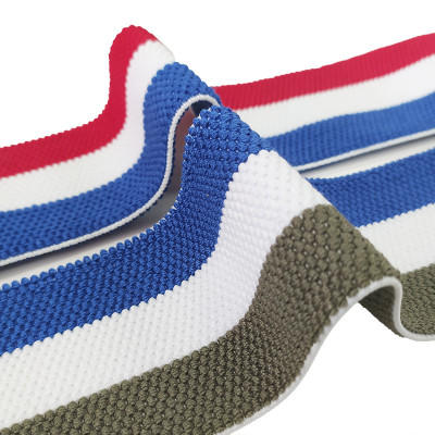 Fashion Soft 60mm Width Stripe Designed Webbing Strap Nylon Elastic Bands For Sewing
