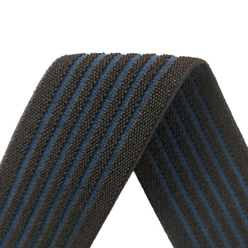Factory Supply Black And Blue Stripe 40mm Nylon Custom High Elastic Webbing Band