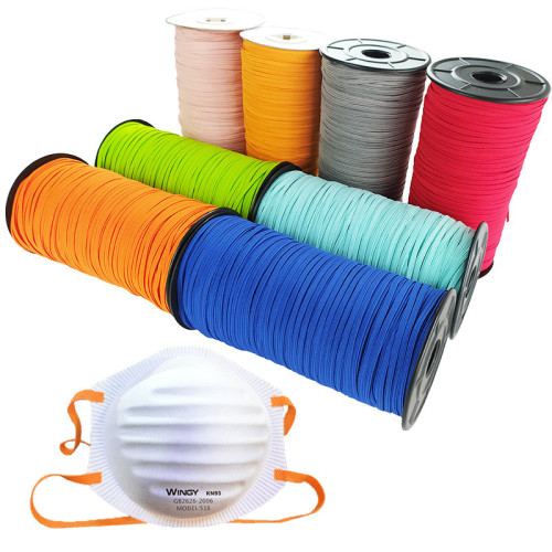 Wholesale Cheapest Colorful Flat 3mm Cord Elastic Rubber Rope For KN95 Mask Protective Product
