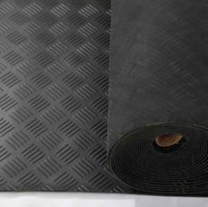 black Anti skid checker pattern rubber flooring sheet