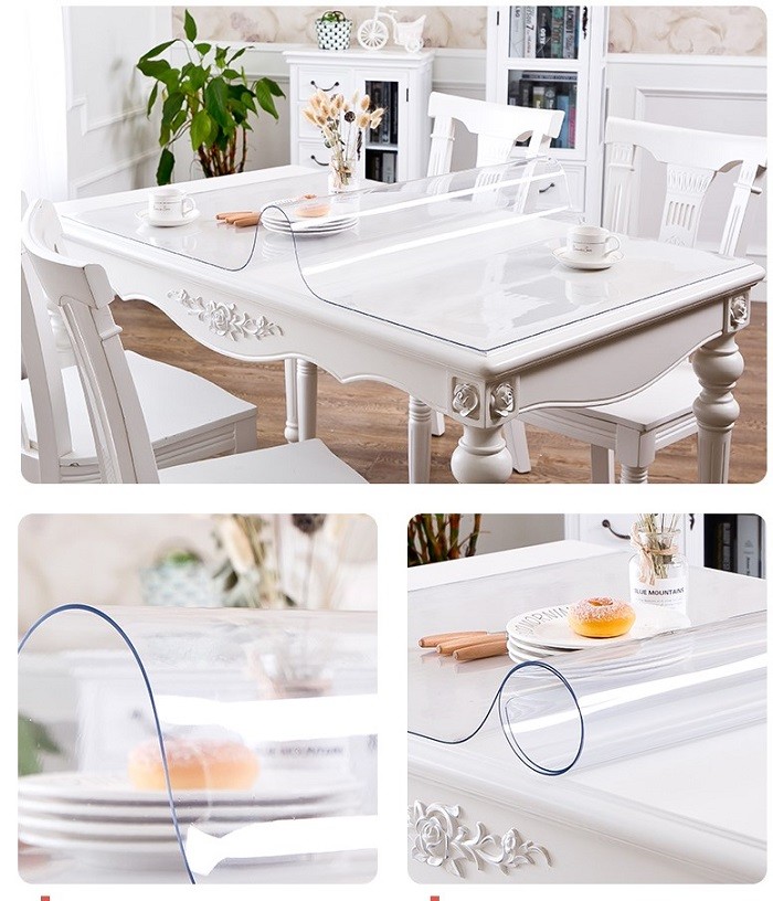 Crystal Clear Multi-Purpose waterproof plastic roll PVC transparent Tablecloth Protective Cover
