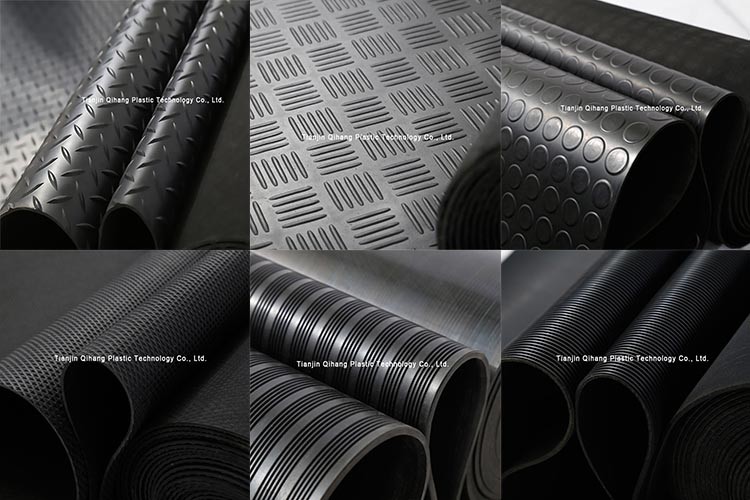 3mm to 8mm Thickness Diamond Willow Leaf Ribbed Checker Plate Rubber sheet Flooring Mat Rubber Rolls
