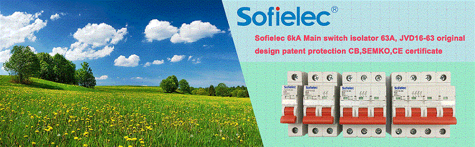 Sofielec 6kA Main switch isolator 63A, JVD16-63 original design patent protection CB,SEMKO,CE certificate