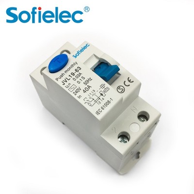 4.5kA JVL19-63 Sofielec Economic RCCB pin/fork busbar connection A,AC type Residual Current Circuit Breaker